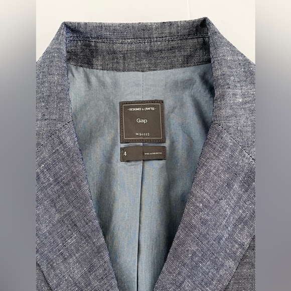 Gap Denim Linen-Cotton Blazer. Size: 4 Color : Denim blue - Picture 4 of 10